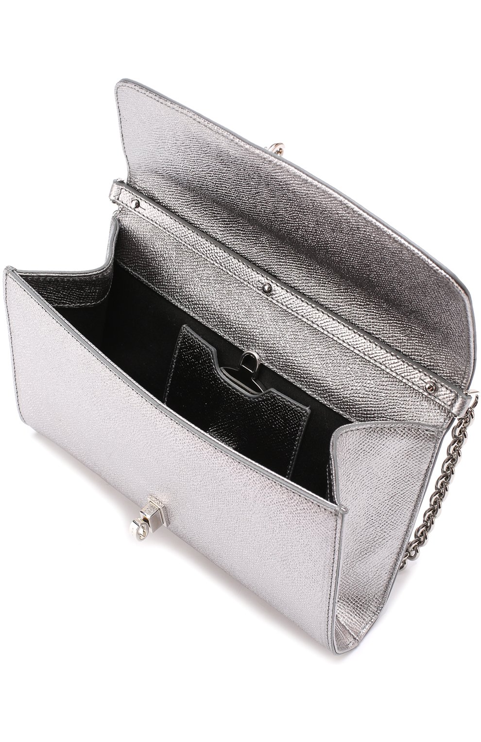 Сумка Dolce Pochette из металлизированной кожи Dolce & Gabbana, серебряного цвета, арт. 0116/BB6231/AP287 в ЦУМ | Фото №4 Сумка Dolce Pochette из металлизированной кожи Dolce & Gabbana серебряного цвета | Фото №4