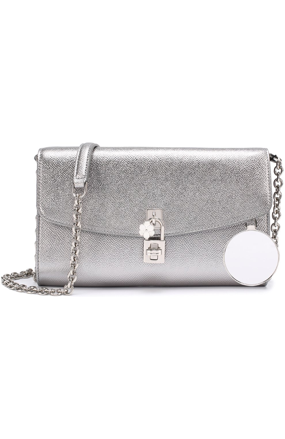 Сумка Dolce Pochette из металлизированной кожи Dolce & Gabbana, серебряного цвета, арт. 0116/BB6231/AP287 в ЦУМ | Фото №5 Сумка Dolce Pochette из металлизированной кожи Dolce & Gabbana серебряного цвета | Фото №5