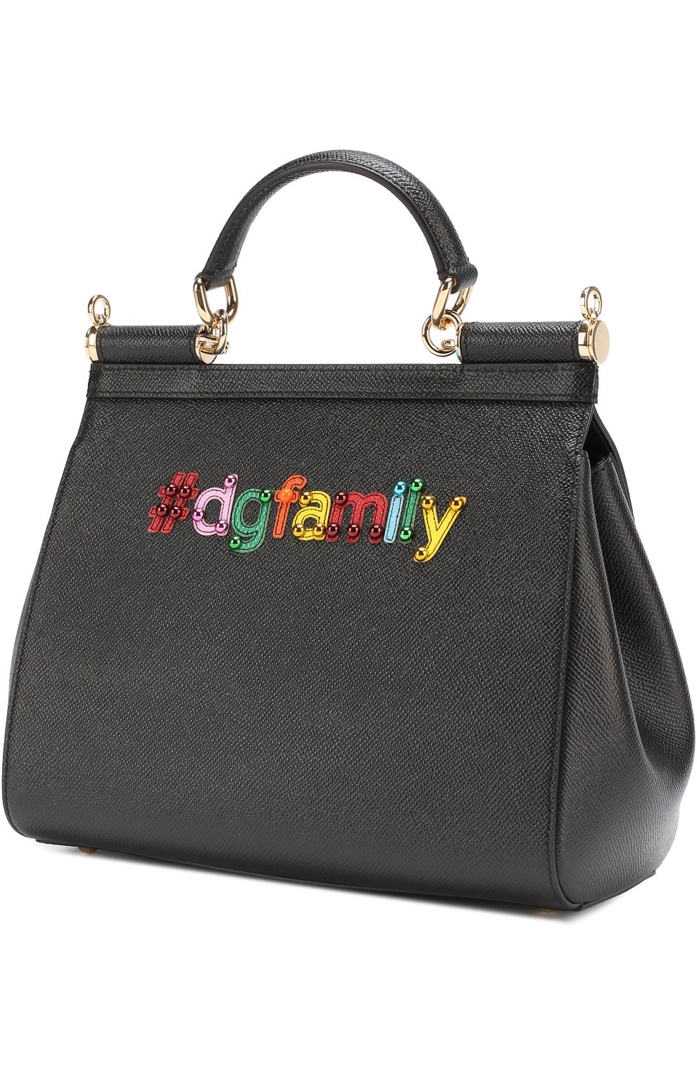 Женская сумка sicily medium new с аппликацией dg family DOLCE & GABBANA черная цвета, арт. 0116/BB6002/AI076 купить в ЦУМ | Фото №2 Сумка Sicily medium new с аппликацией DG Family Dolce & Gabbana черная цвета | Фото №2