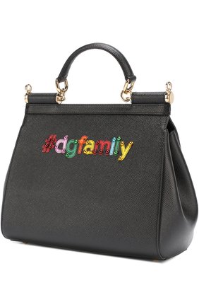 Женская сумка sicily medium new с аппликацией dg family DOLCE & GABBANA черная цвета, арт. 0116/BB6002/AI076 купить в ЦУМ | Фото №2 Сумка Sicily medium new с аппликацией DG Family Dolce & Gabbana черная цвета | Фото №2