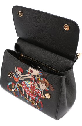 Женская сумка sicily medium new с аппликацией dg family DOLCE & GABBANA черная цвета, арт. 0116/BB6002/AI076 купить в ЦУМ | Фото №3 Сумка Sicily medium new с аппликацией DG Family Dolce & Gabbana черная цвета | Фото №3