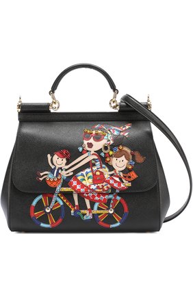 Женская сумка sicily medium new с аппликацией dg family DOLCE & GABBANA черная цвета, арт. 0116/BB6002/AI076 купить в ЦУМ | Фото №4 Сумка Sicily medium new с аппликацией DG Family Dolce & Gabbana черная цвета | Фото №4