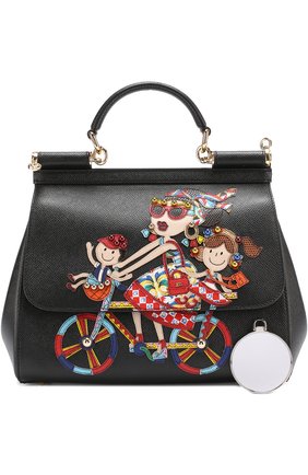 Женская сумка sicily medium new с аппликацией dg family DOLCE & GABBANA черная цвета, арт. 0116/BB6002/AI076 купить в ЦУМ | Фото №5 Сумка Sicily medium new с аппликацией DG Family Dolce & Gabbana черная цвета | Фото №5