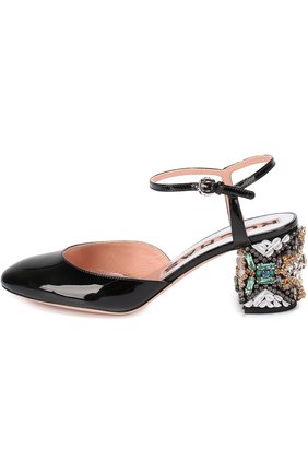 Женские черные лаковые туфли на декорированном каблуке Rochas, арт. R028101/5082 купить в ЦУМ | Фото №1 Лаковые туфли на декорированном каблуке Rochas черные | Фото №1