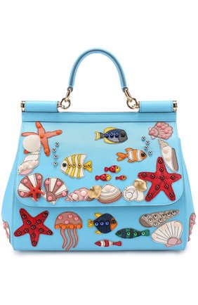 Женская сумка sicily medium с аппликацией marina DOLCE & GABBANA голубая цвета, арт. 0116/BB6002/AI058 купить в ЦУМ | Фото №1 Сумка Sicily medium с аппликацией Marina Dolce & Gabbana голубая цвета | Фото №1