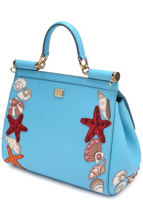 Женская сумка sicily medium с аппликацией marina DOLCE & GABBANA голубая цвета, арт. 0116/BB6002/AI058 купить в ЦУМ | Фото №2 Сумка Sicily medium с аппликацией Marina Dolce & Gabbana голубая цвета | Фото №2