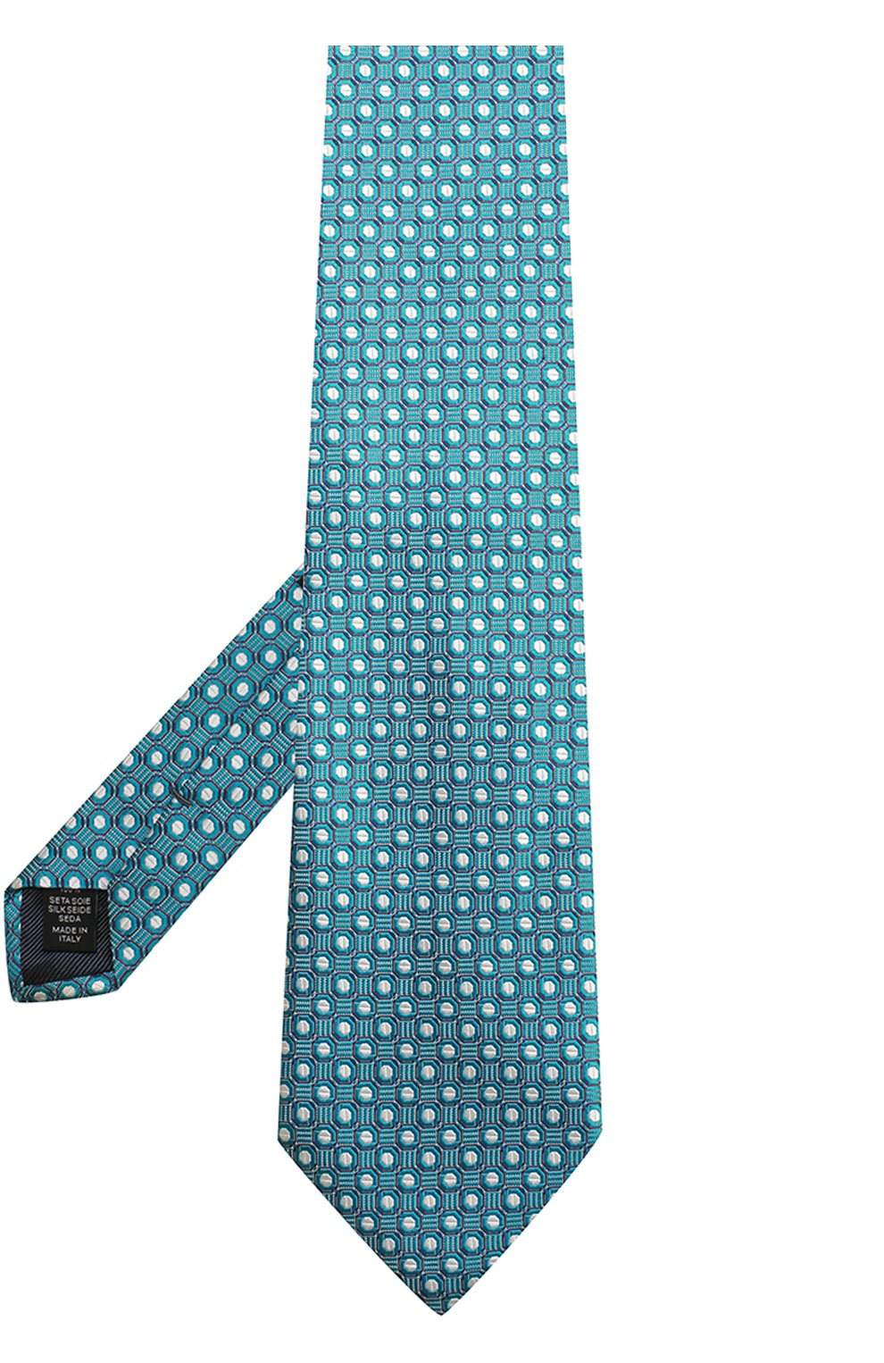 Мужской шелковый галстук с узором ERMENEGILDO ZEGNA бирюзового цвета, арт. Z9E601XW | Фото 2 (Принт: С принтом; Материал: Текстиль, Шелк)