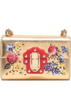 Сумка Lucia из металлизированной кожи с росписью Dolce & Gabbana, золотого цвета, арт. 0116/BB6297/AI320 в ЦУМ | Фото №1 Сумка Lucia из металлизированной кожи с росписью Dolce & Gabbana золотого цвета | Фото №1
