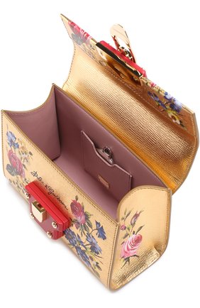 Сумка Lucia из металлизированной кожи с росписью Dolce & Gabbana, золотого цвета, арт. 0116/BB6297/AI320 в ЦУМ | Фото №3 Сумка Lucia из металлизированной кожи с росписью Dolce & Gabbana золотого цвета | Фото №3