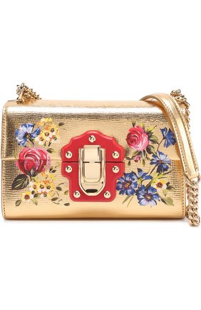 Сумка Lucia из металлизированной кожи с росписью Dolce & Gabbana, золотого цвета, арт. 0116/BB6297/AI320 в ЦУМ | Фото №4 Сумка Lucia из металлизированной кожи с росписью Dolce & Gabbana золотого цвета | Фото №4