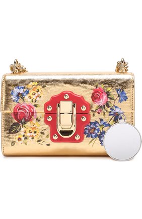 Сумка Lucia из металлизированной кожи с росписью Dolce & Gabbana, золотого цвета, арт. 0116/BB6297/AI320 в ЦУМ | Фото №5 Сумка Lucia из металлизированной кожи с росписью Dolce & Gabbana золотого цвета | Фото №5