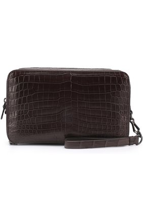 Мужская борсетка из кожи крокодила с двумя отделениями на молнии BOTTEGA VENETA коричневого цвета по цене 547000 руб., арт. 391669/V9023 | Фото 2 Мужская борсетка из кожи крокодила с двумя отделениями на молнии BOTTEGA VENETA коричневого цвета, арт. 391669/V9023 | Фото 2