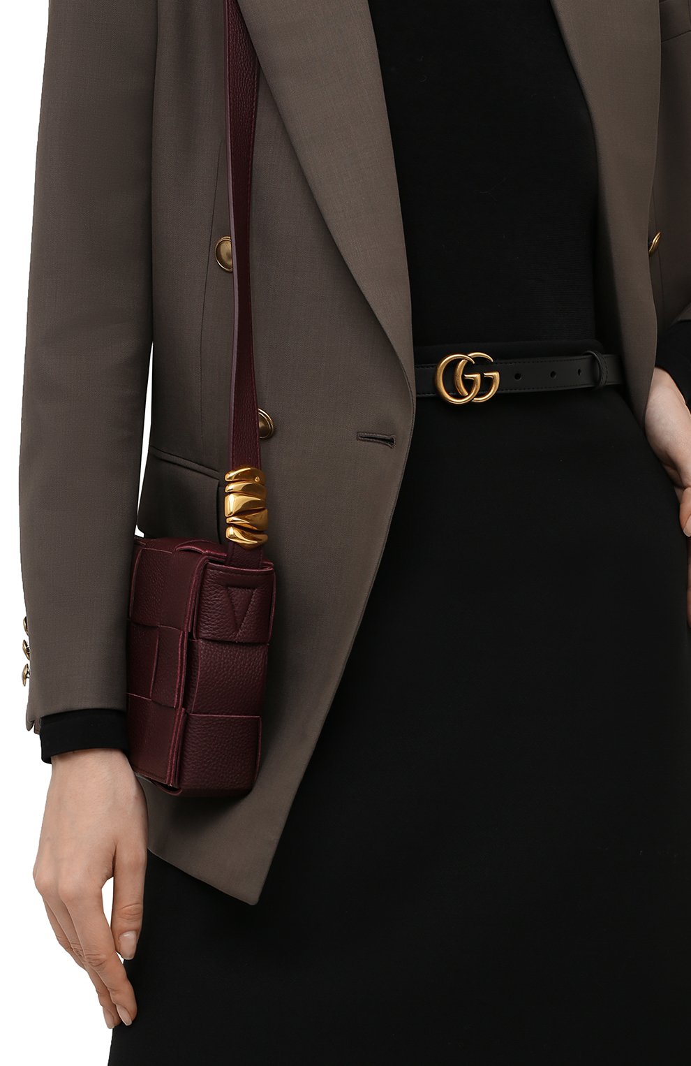 Женский черный кожаный ремень GUCCI 