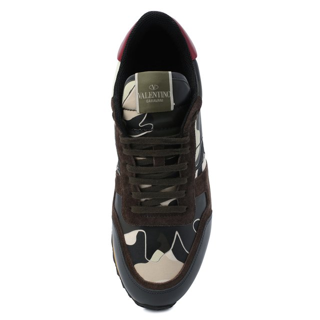 Комбинированные кроссовки Garavani Rockrunner с камуфляжным принтом Valentino 2068435