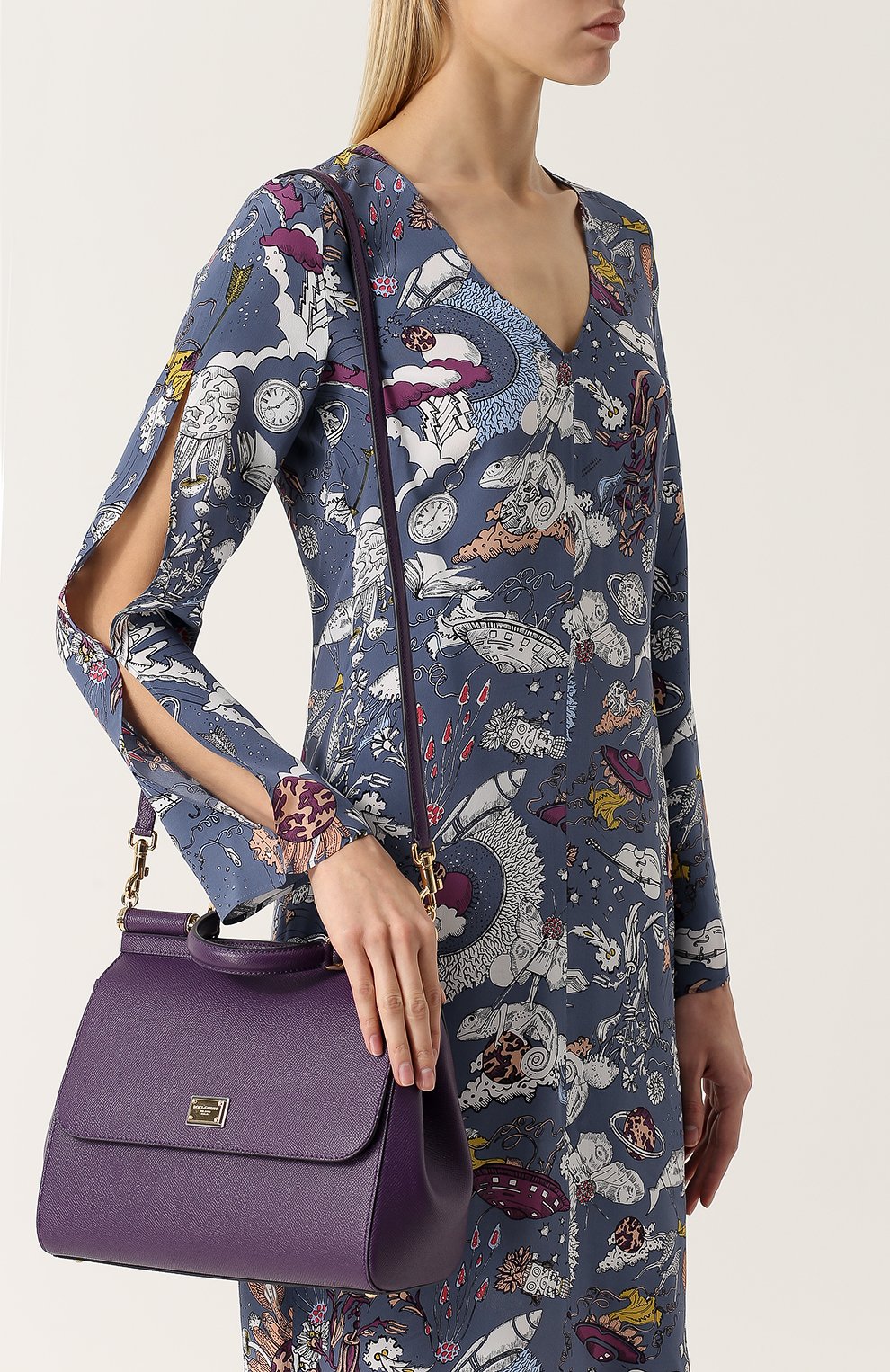 Женская сумка sicily medium new DOLCE & GABBANA сиреневая цвета, арт. 0116/BB6235/A1001 купить в ЦУМ | Фото №5 Сумка Sicily medium new Dolce & Gabbana сиреневая цвета | Фото №5