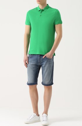 Мужское зеленое хлопковое поло с логотипом бренда Armani Jeans, арт. 8N6F12/6J0SZ купить в ЦУМ | Фото №1 Хлопковое поло с логотипом бренда Armani Jeans зеленое | Фото №1