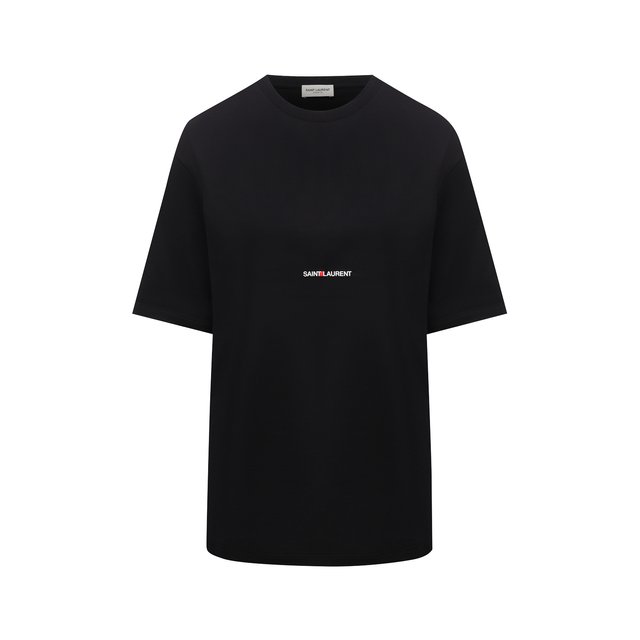 Хлопковая футболка Saint Laurent Чёрный 460876/YB2DQ 5147439