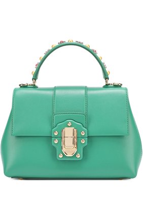 Женская сумка lucia small с декорированной ручкой DOLCE & GABBANA зеленая цвета, арт. 0116/BB6312/AI286 купить в ЦУМ | Фото №1 Сумка Lucia small с декорированной ручкой Dolce & Gabbana зеленая цвета | Фото №1