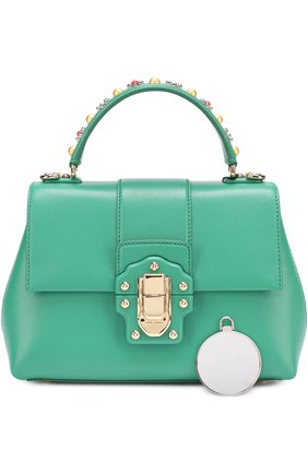 Женская сумка lucia small с декорированной ручкой DOLCE & GABBANA зеленая цвета, арт. 0116/BB6312/AI286 купить в ЦУМ | Фото №6 Сумка Lucia small с декорированной ручкой Dolce & Gabbana зеленая цвета | Фото №6