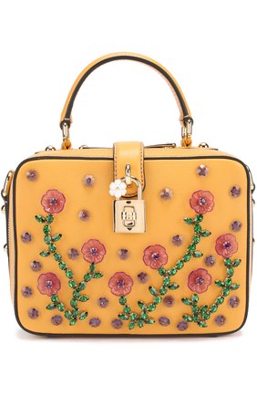 Сумка Dolce Soft с отделкой кристаллами Dolce & Gabbana, желтого цвета, арт. 0116/BB5953/B5105 в ЦУМ | Фото №1 Сумка Dolce Soft с отделкой кристаллами Dolce & Gabbana желтого цвета | Фото №1