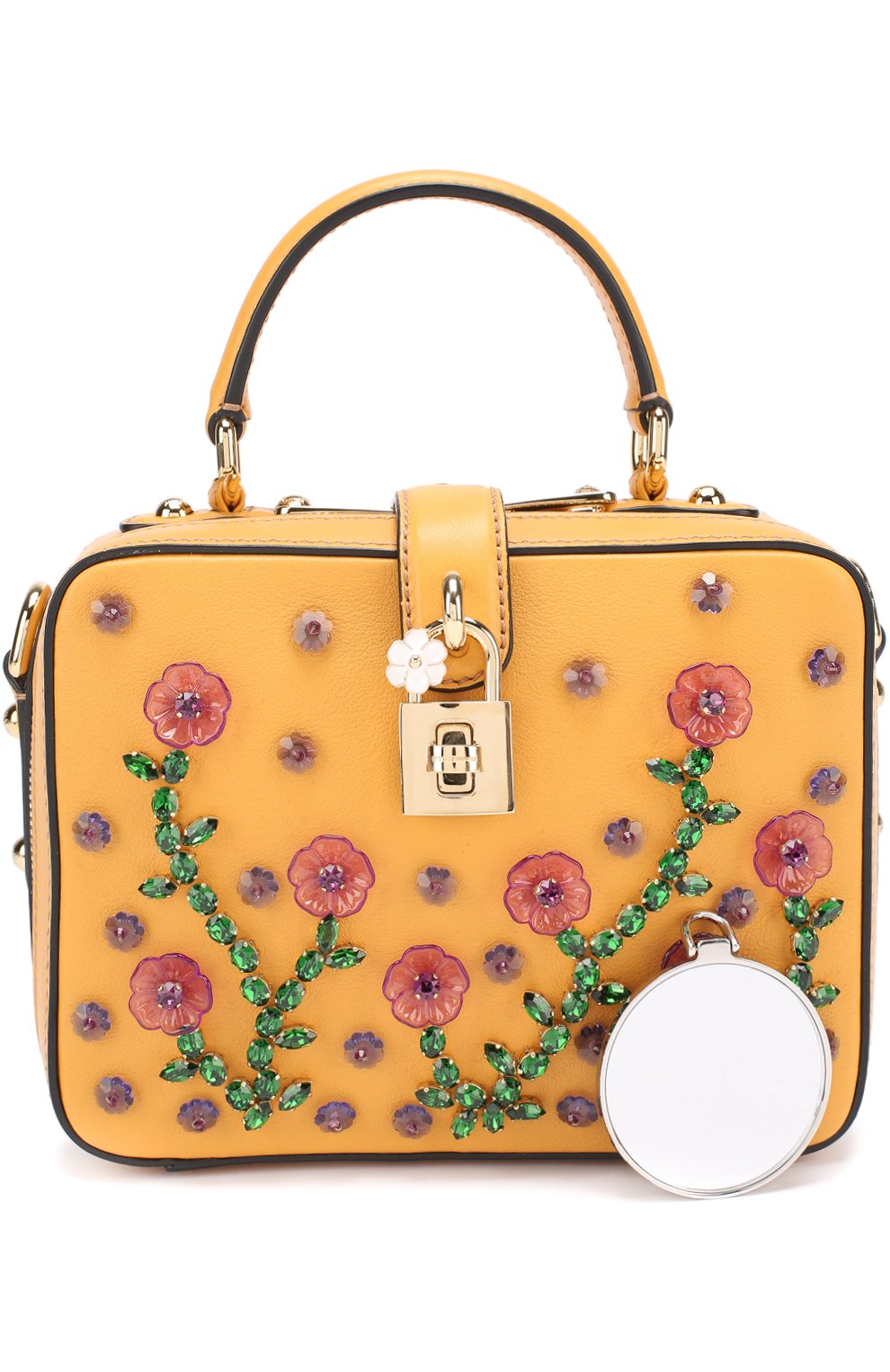 Сумка Dolce Soft с отделкой кристаллами Dolce & Gabbana, желтого цвета, арт. 0116/BB5953/B5105 в ЦУМ | Фото №4 Сумка Dolce Soft с отделкой кристаллами Dolce & Gabbana желтого цвета | Фото №4