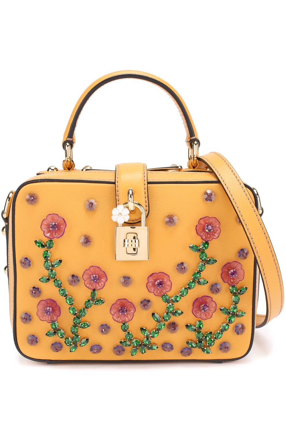 Сумка Dolce Soft с отделкой кристаллами Dolce & Gabbana, желтого цвета, арт. 0116/BB5953/B5105 в ЦУМ | Фото №5 Сумка Dolce Soft с отделкой кристаллами Dolce & Gabbana желтого цвета | Фото №5