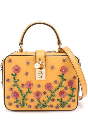 Сумка Dolce Soft с отделкой кристаллами Dolce & Gabbana, желтого цвета, арт. 0116/BB5953/B5105 в ЦУМ | Фото №5 Сумка Dolce Soft с отделкой кристаллами Dolce & Gabbana желтого цвета | Фото №5