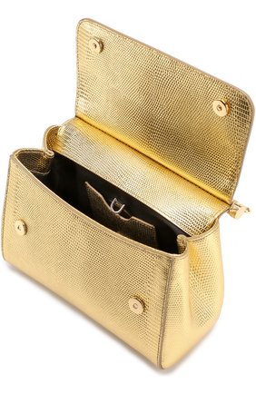 Сумка Sicily small из металлизированной кожи с тиснением под игуану Dolce & Gabbana, золотого цвета, арт. 0116/BB6003/A1486 в ЦУМ | Фото №3 Сумка Sicily small из металлизированной кожи с тиснением под игуану Dolce & Gabbana золотого цвета | Фото №3
