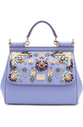 Сумка Sicily medium с отделкой кристаллами Dolce & Gabbana, фиолетового цвета, арт. 0116/BB6002/B5128 в ЦУМ | Фото №1 Сумка Sicily medium с отделкой кристаллами Dolce & Gabbana фиолетового цвета | Фото №1