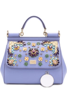 Сумка Sicily medium с отделкой кристаллами Dolce & Gabbana, фиолетового цвета, арт. 0116/BB6002/B5128 в ЦУМ | Фото №6 Сумка Sicily medium с отделкой кристаллами Dolce & Gabbana фиолетового цвета | Фото №6