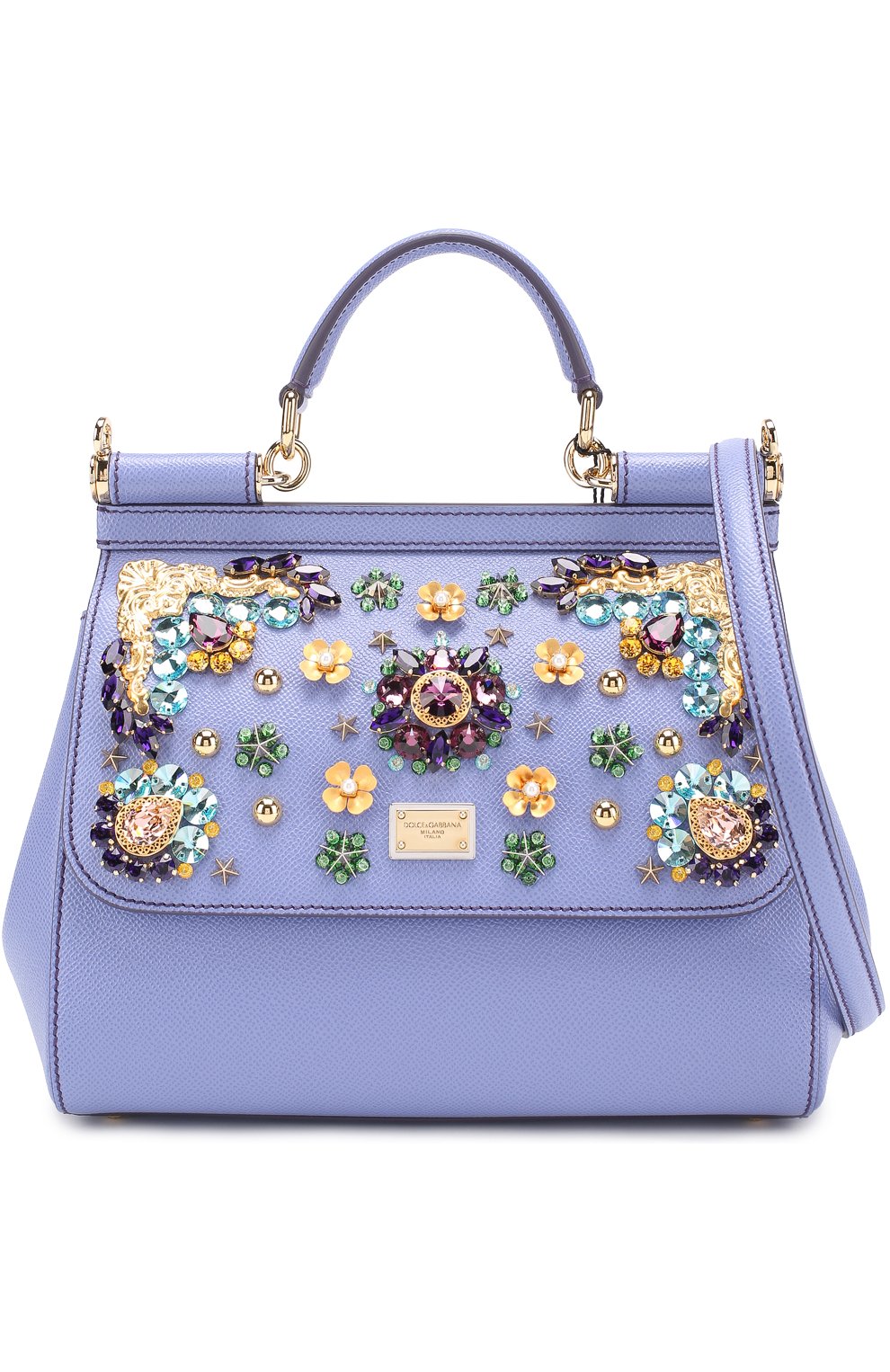 Сумка Sicily medium с отделкой кристаллами Dolce & Gabbana, фиолетового цвета, арт. 0116/BB6002/B5128 в ЦУМ | Фото №7 Сумка Sicily medium с отделкой кристаллами Dolce & Gabbana фиолетового цвета | Фото №7