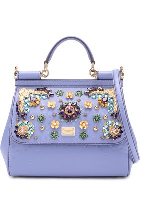 Сумка Sicily medium с отделкой кристаллами Dolce & Gabbana, фиолетового цвета, арт. 0116/BB6002/B5128 в ЦУМ | Фото №7 Сумка Sicily medium с отделкой кристаллами Dolce & Gabbana фиолетового цвета | Фото №7
