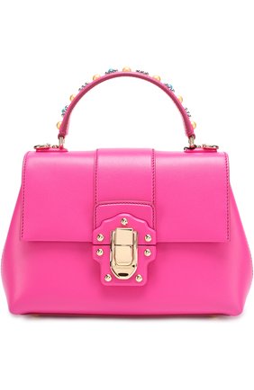 Женская сумка lucia small с декорированной ручкой DOLCE & GABBANA фуксия цвета, арт. 0116/BB6312/AI286 купить в ЦУМ | Фото №1 Сумка Lucia small с декорированной ручкой Dolce & Gabbana фуксия цвета | Фото №1
