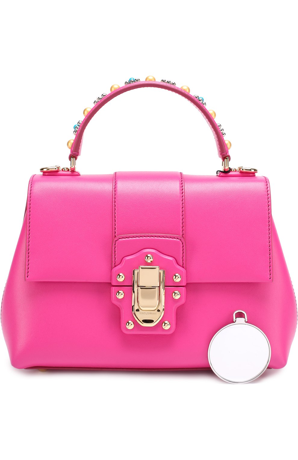 Женская сумка lucia small с декорированной ручкой DOLCE & GABBANA фуксия цвета, арт. 0116/BB6312/AI286 купить в ЦУМ | Фото №4 Сумка Lucia small с декорированной ручкой Dolce & Gabbana фуксия цвета | Фото №4