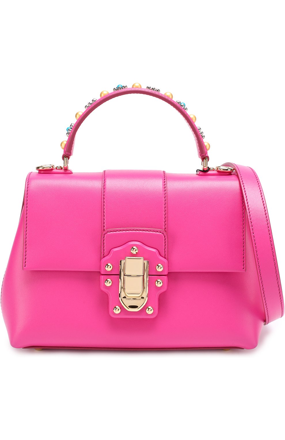 Женская сумка lucia small с декорированной ручкой DOLCE & GABBANA фуксия цвета, арт. 0116/BB6312/AI286 купить в ЦУМ | Фото №5 Сумка Lucia small с декорированной ручкой Dolce & Gabbana фуксия цвета | Фото №5