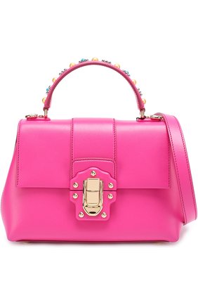 Женская сумка lucia small с декорированной ручкой DOLCE & GABBANA фуксия цвета, арт. 0116/BB6312/AI286 купить в ЦУМ | Фото №5 Сумка Lucia small с декорированной ручкой Dolce & Gabbana фуксия цвета | Фото №5