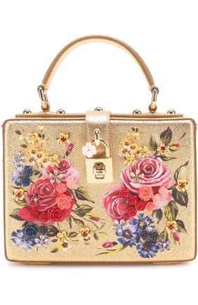 Сумка Dolce Box с росписью Dolce & Gabbana, золотого цвета, арт. 0116/BB5970/AB852 в ЦУМ | Фото №1 Сумка Dolce Box с росписью Dolce & Gabbana золотого цвета | Фото №1