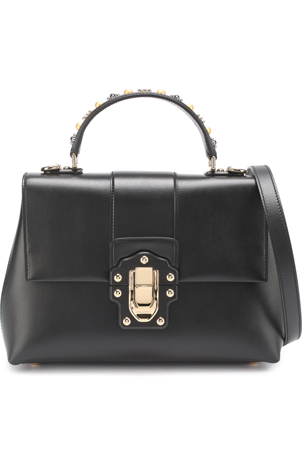 Женская сумка lucia medium с декорированной ручкой DOLCE & GABBANA черная цвета, арт. 0116/BB6322/AI286 купить в ЦУМ | Фото №5 Сумка Lucia medium с декорированной ручкой Dolce & Gabbana черная цвета | Фото №5