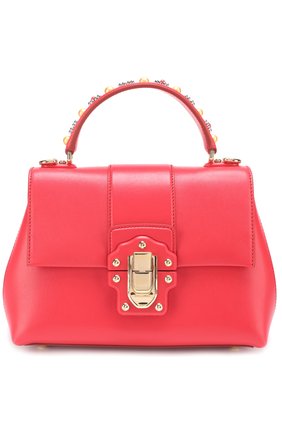 Женская сумка lucia small с декорированной ручкой DOLCE & GABBANA красная цвета, арт. 0116/BB6312/AI286 купить в ЦУМ | Фото №1 Сумка Lucia small с декорированной ручкой Dolce & Gabbana красная цвета | Фото №1