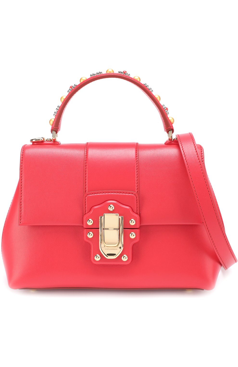Женская сумка lucia small с декорированной ручкой DOLCE & GABBANA красная цвета, арт. 0116/BB6312/AI286 купить в ЦУМ | Фото №7 Сумка Lucia small с декорированной ручкой Dolce & Gabbana красная цвета | Фото №7
