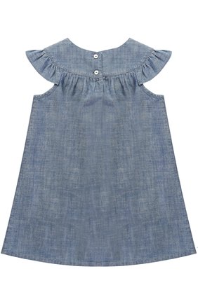 Женский хлопковое платье свободного кроя с вышивками и оборкой GUCCI голубого цвета, арт. 463349/XR515 | Фото 2 (Статус проверки: Проверена категория)