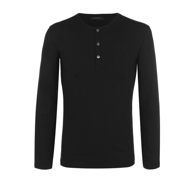 фото Хлопковая футболка хенли с длинными рукавами la perla