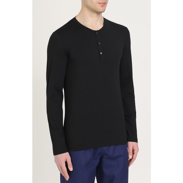 фото Хлопковая футболка хенли с длинными рукавами la perla