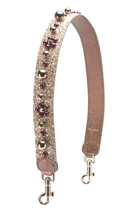 Кожаный ремень для сумки с аппликациями Dolce & Gabbana, золотого цвета, арт. 0116/BI0938/AG700 в ЦУМ | Фото №1 Кожаный ремень для сумки с аппликациями Dolce & Gabbana золотого цвета | Фото №1