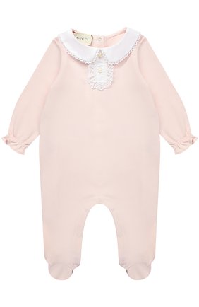 Детский хлопковая пижама с кружевной отделкой GUCCI розового цвета, арт. 463158/X5N21 | Фото 1 (Статус проверки: Проверена категория)