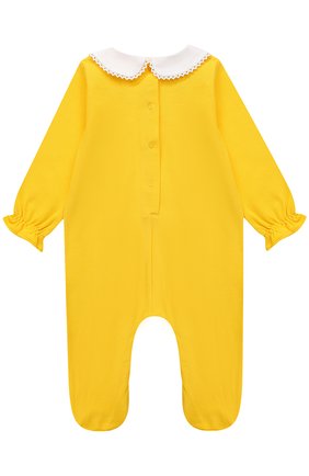 Детский хлопковая пижама с кружевной отделкой GUCCI желтого цвета, арт. 463158/X5N21 | Фото 2 (Статус проверки: Проверена категория)