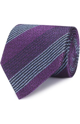 Мужской шелковый галстук в полоску ERMENEGILDO ZEGNA темно-фиолетового цвета, арт. Z9D371XW | Фото 1 (Статус проверки: Проверено; Материал: Текстиль, Шелк; Принт: С принтом)