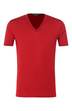 Мужская хлопковая футболка DOLCE & GABBANA красного цвета, арт. 0101/G8HA0T/FU7EQ | Фото 1 (Рукава: Короткие; Длина (для топов): Стандартные; Материал внешний: Хлопок; Принт: Без принта; Стили: Кэжуэл)