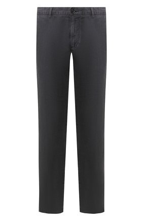 Мужские льняные брюки BOSS темно-серого цвета, арт. 50330691 | Фото 1 (Материал внешний: Лен; Случай: Повседневный; Длина (брюки, джинсы): Стандартные; Стили: Кэжуэл)