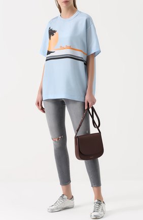 Женский голубой шелковый топ свободного кроя с принтом Rag&Bone, арт. W274A287C купить в ЦУМ | Фото №1 Шелковый топ свободного кроя с принтом Rag&Bone голубой | Фото №1